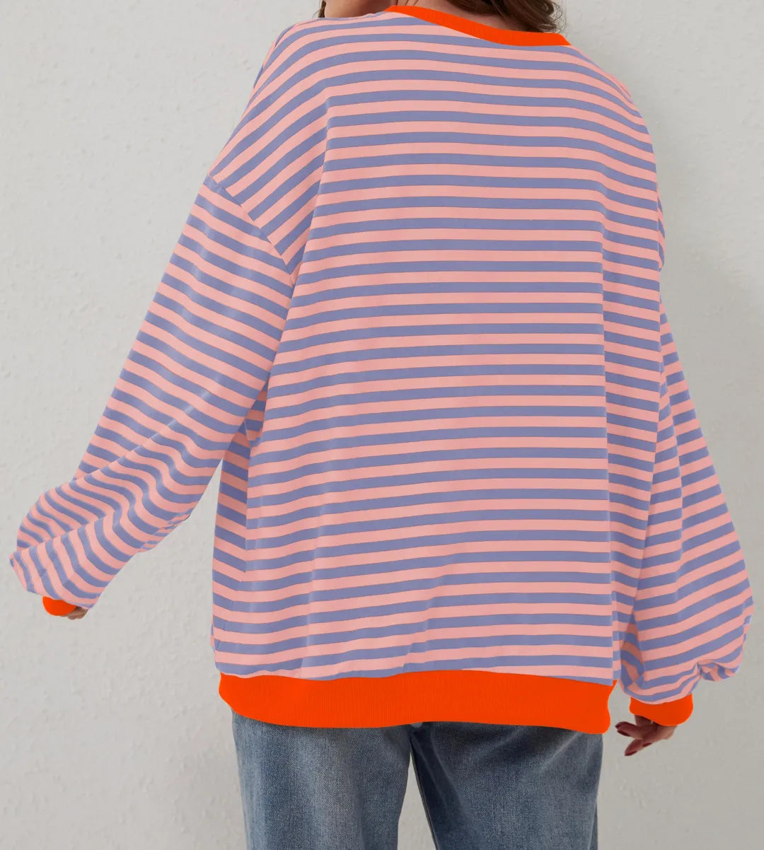 Oversized Striped Color Block Sweatshirt