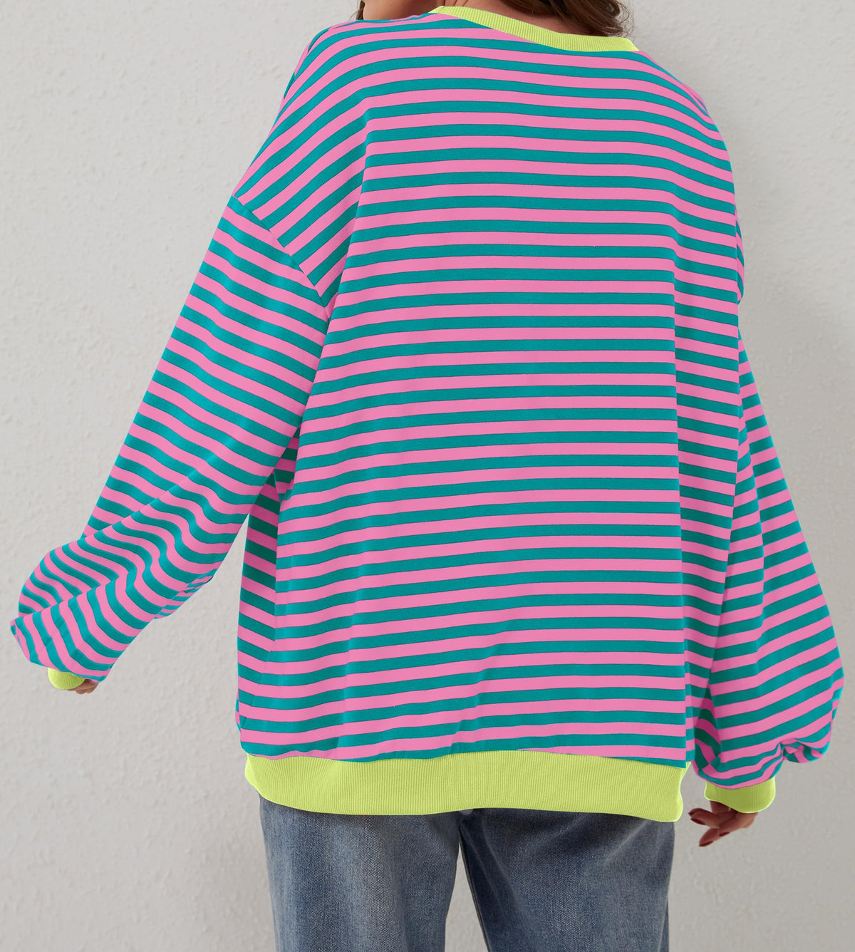Oversized Striped Color Block Sweatshirt