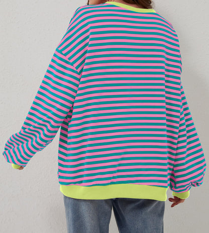 Oversized Striped Color Block Sweatshirt