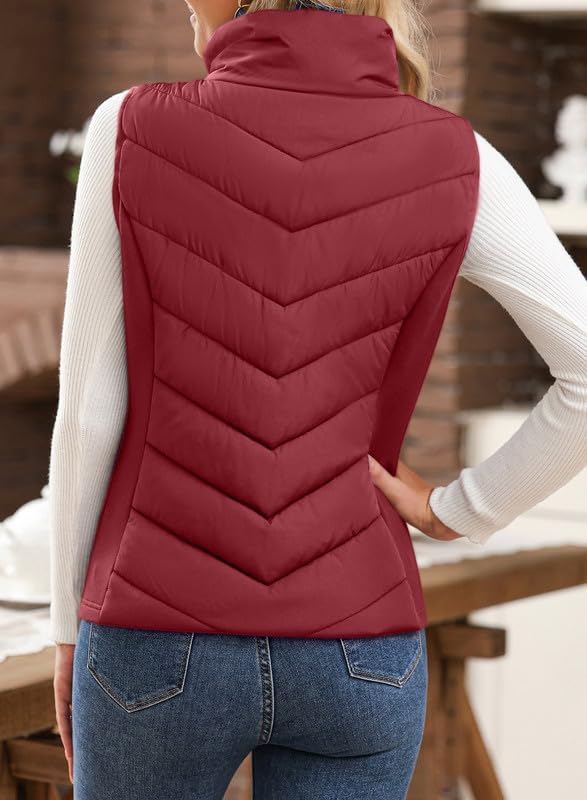 Women's Sleeveless Zip Up Stand Collar Quilted Puffer Vest (Buy 2 Free Shipping)