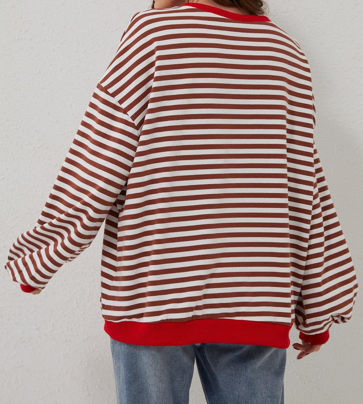 Oversized Striped Color Block Sweatshirt