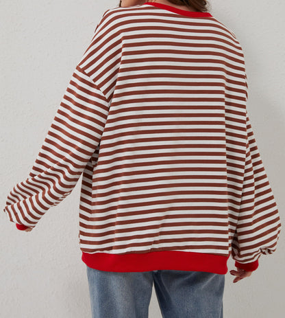 Oversized Striped Color Block Sweatshirt