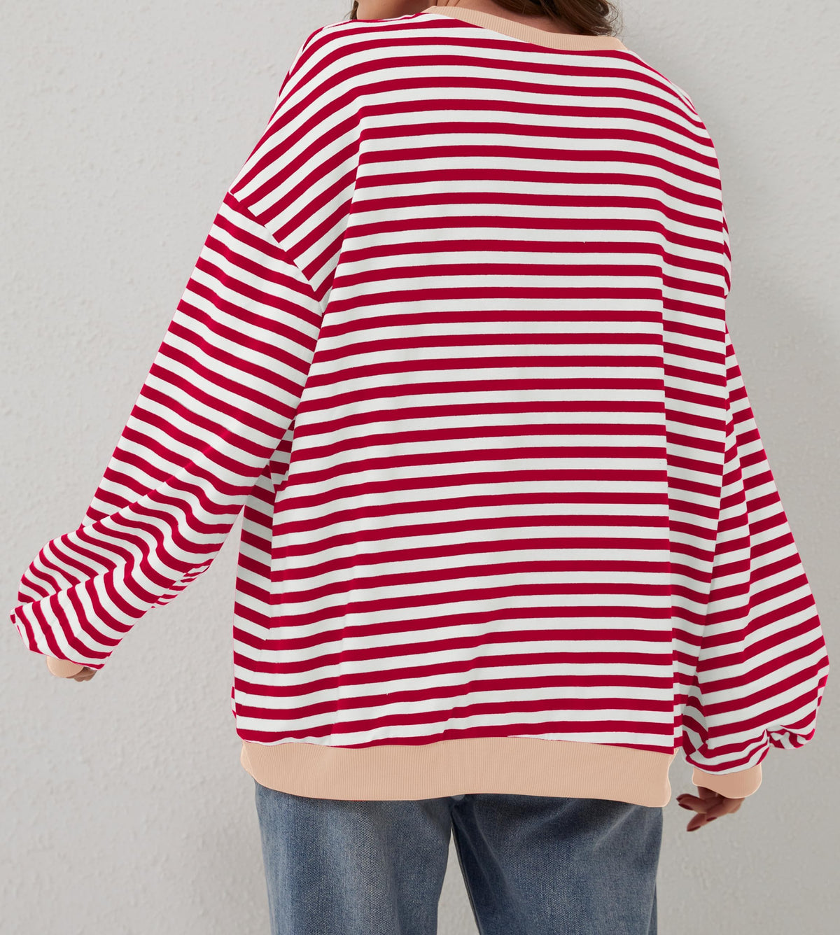 Oversized Striped Color Block Sweatshirt