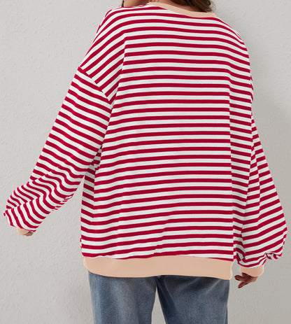 Oversized Striped Color Block Sweatshirt