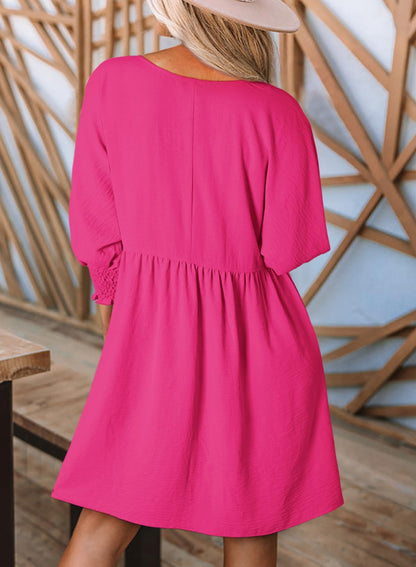✨2026 New Women's Casual Short Sleeve Crew Neck Flowy Swing Tunic Dress