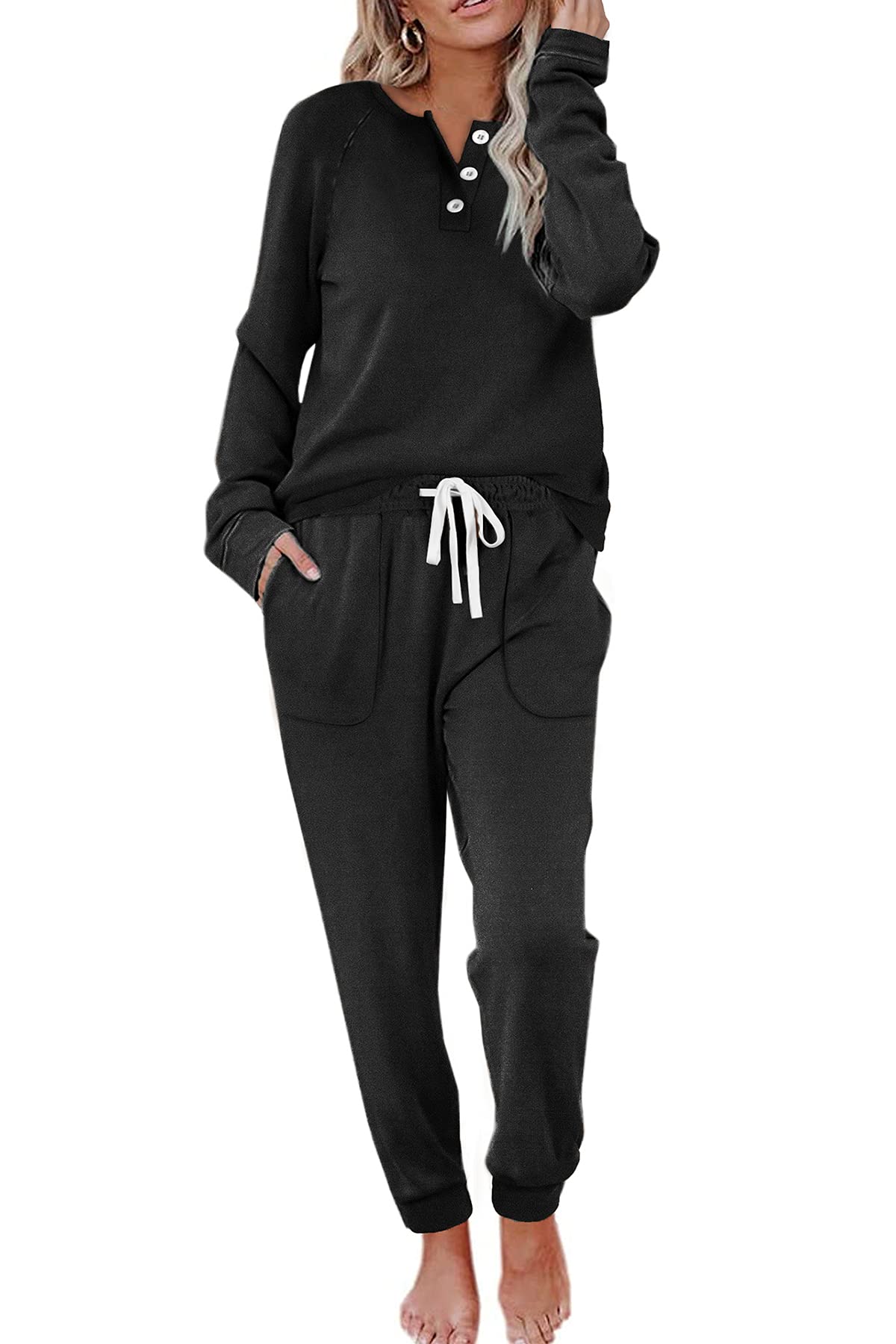 Women's Casual Button Sports Two-Piece Suit with Pockets (Buy 2 Free Shipping)
