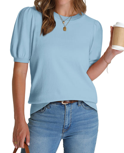 Women's Lightweight Puff Short Sleeve Sweater(Buy 2 Free Shipping)