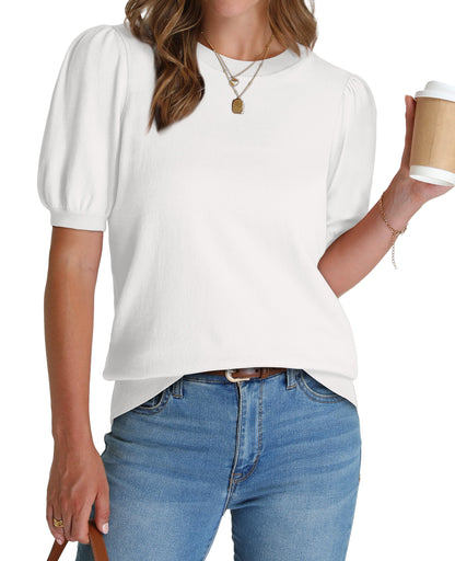 Women's Lightweight Puff Short Sleeve Sweater(Buy 2 Free Shipping)