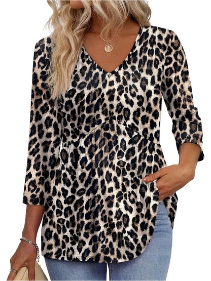 Women's V-Neck 3/4 Sleeve Babydoll Tunic Tops (BUY 2 FREE SHIPPING)