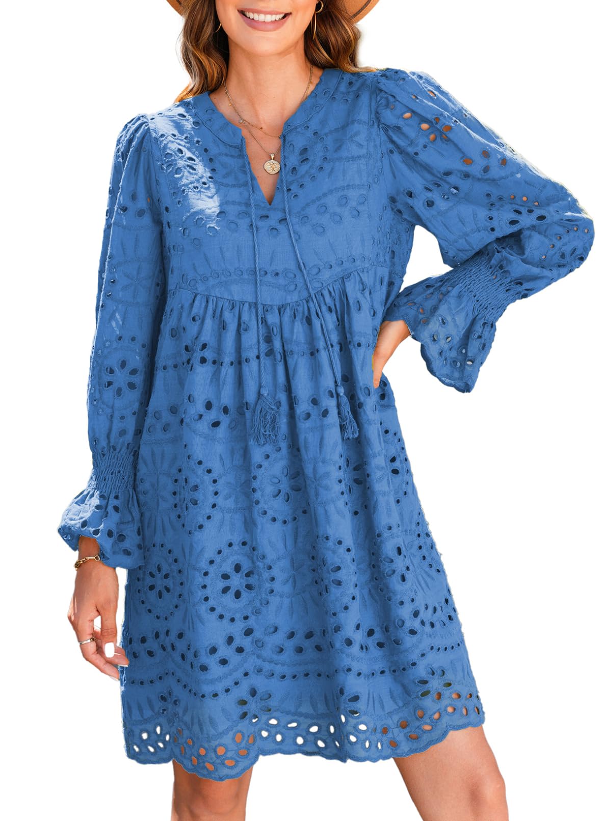 Women¡¯s V Neck Eyelet Lace Dress (Buy 2 Free Shipping)