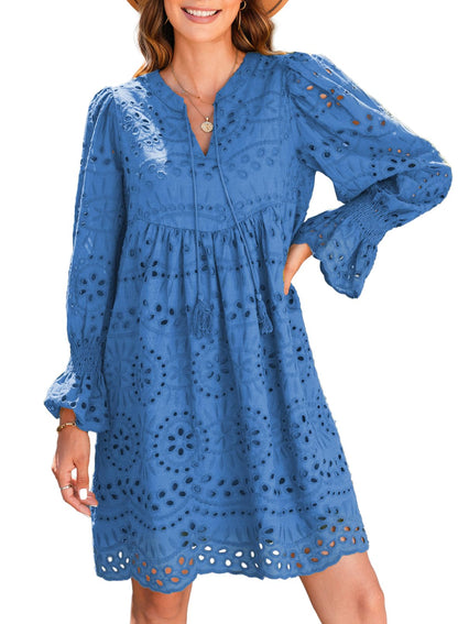 Women¡¯s V Neck Eyelet Lace Dress (Buy 2 Free Shipping)