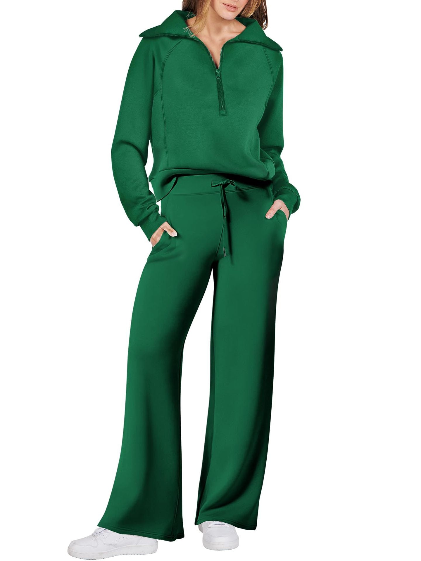 Women's Navy Collar Half Zip Suit (Buy 2 Free Shipping)