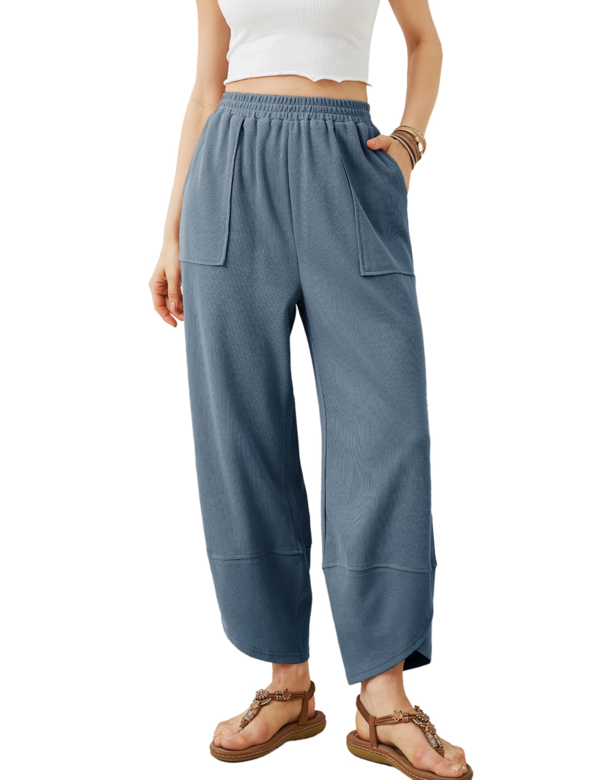 Womens Baggy Wide Leg Pants Casual Elastic Waisted Palazzo Harem Pants with Pockets(BUY 2 FREE SHIPPING)
