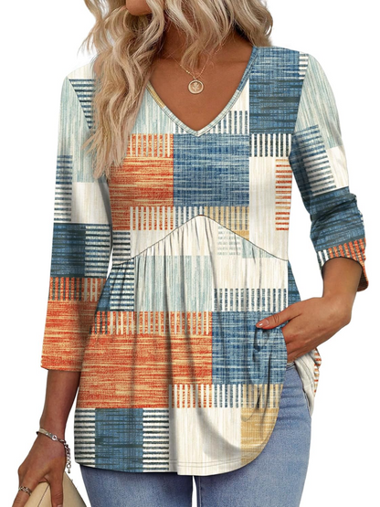 Women's V-Neck 3/4 Sleeve Babydoll Tunic Tops (BUY 2 FREE SHIPPING)