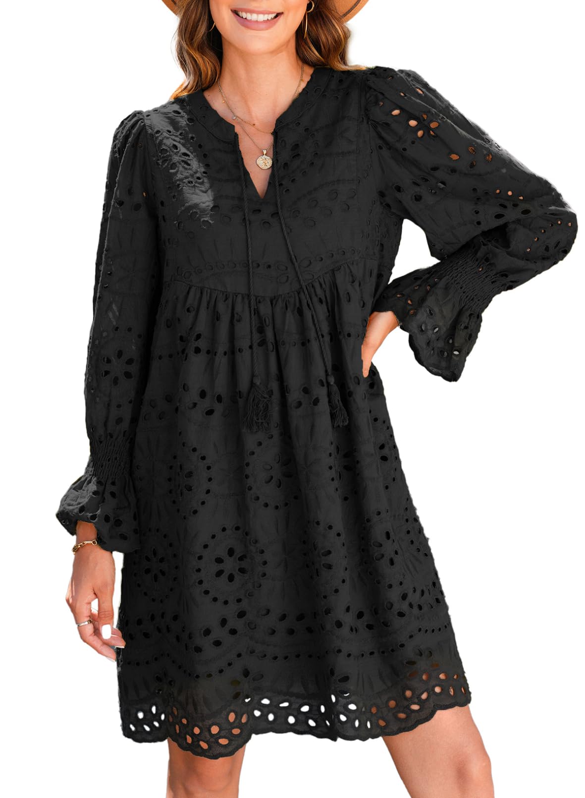 Women¡¯s V Neck Eyelet Lace Dress (Buy 2 Free Shipping)