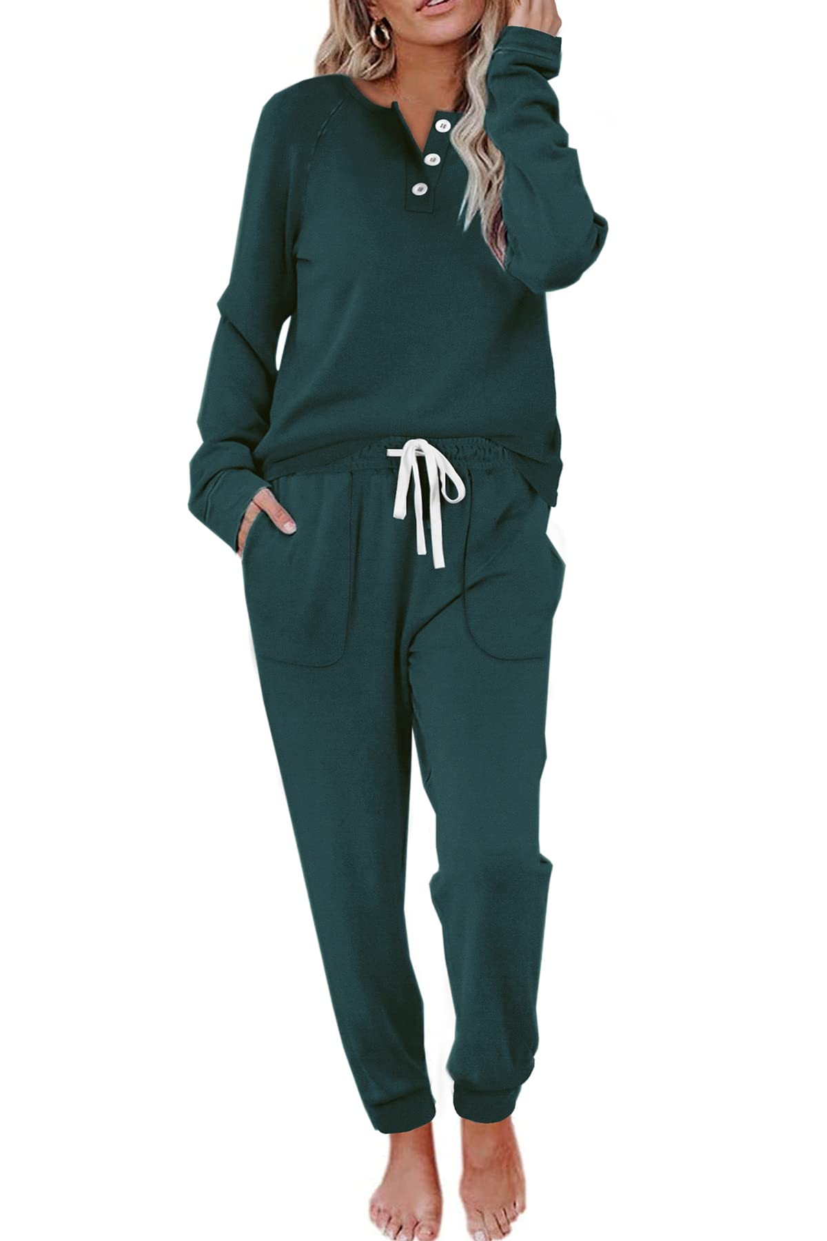 Women's Casual Button Sports Two-Piece Suit with Pockets (Buy 2 Free Shipping)