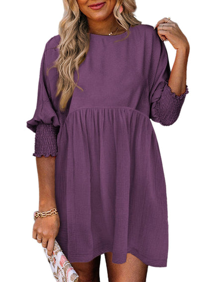 2026 New Women's Casual Short Sleeve Crew Neck Flowy Swing Tunic Dress