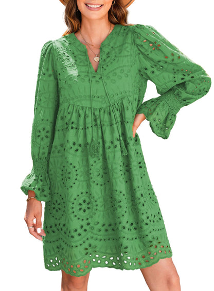 Women¡¯s V Neck Eyelet Lace Dress (Buy 2 Free Shipping)
