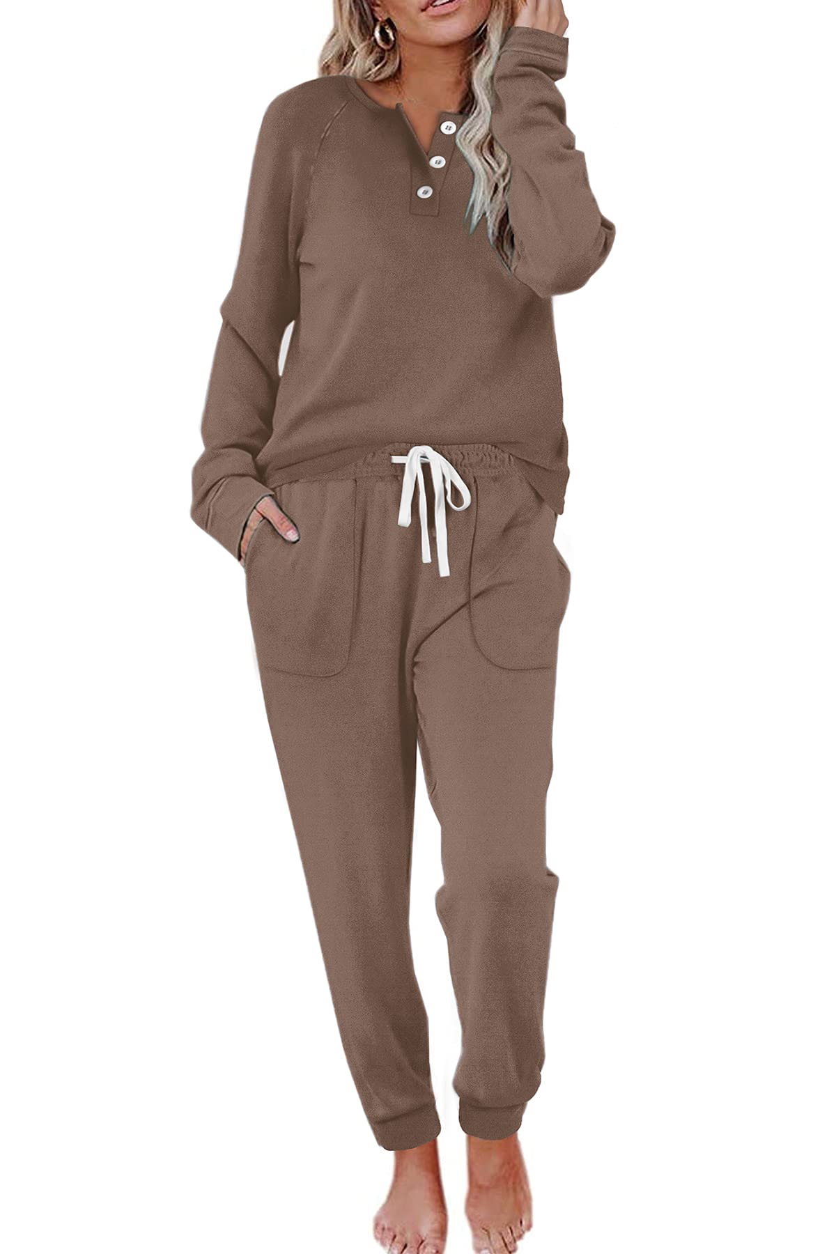Women's Casual Button Sports Two-Piece Suit with Pockets (Buy 2 Free Shipping)