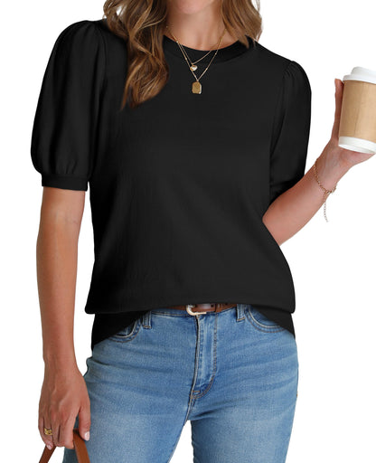 Women's Lightweight Puff Short Sleeve Sweater(Buy 2 Free Shipping)