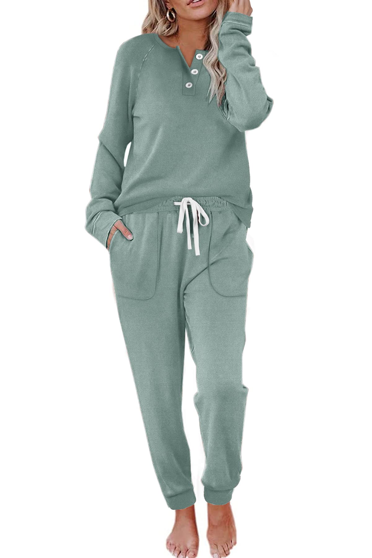 Women's Casual Button Sports Two-Piece Suit with Pockets (Buy 2 Free Shipping)
