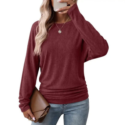 Hot Sale-Women's Fall Ruched Hem Lightweight Sweaters