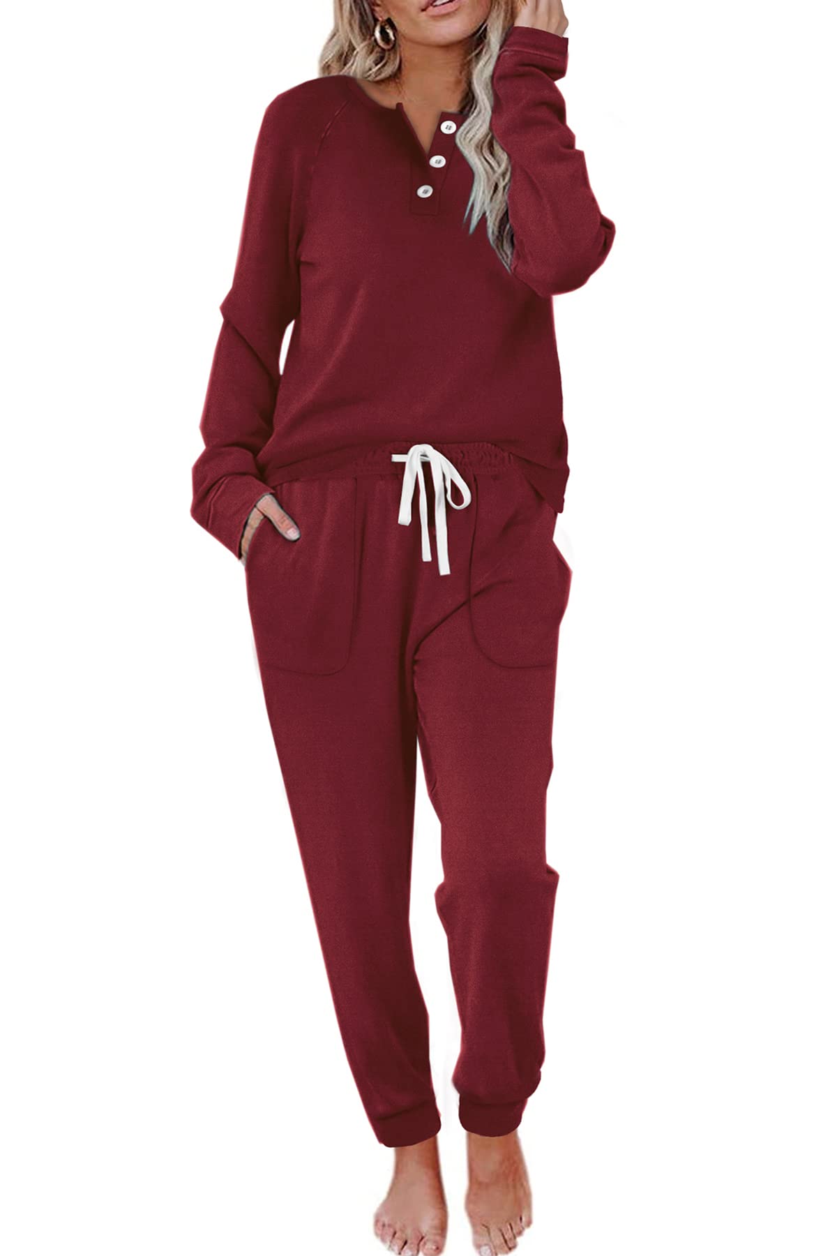 Women's Casual Button Sports Two-Piece Suit with Pockets (Buy 2 Free Shipping)
