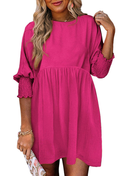2026 New Women's Casual Short Sleeve Crew Neck Flowy Swing Tunic Dress