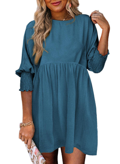 2026 New Women's Casual Short Sleeve Crew Neck Flowy Swing Tunic Dress