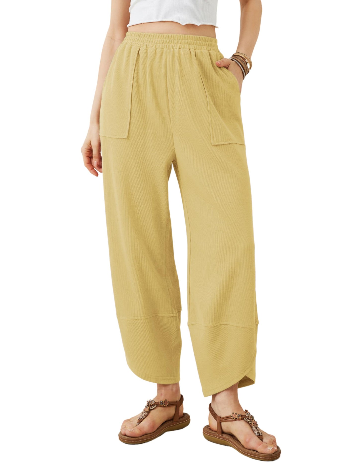 Womens Baggy Wide Leg Pants Casual Elastic Waisted Palazzo Harem Pants with Pockets(BUY 2 FREE SHIPPING)