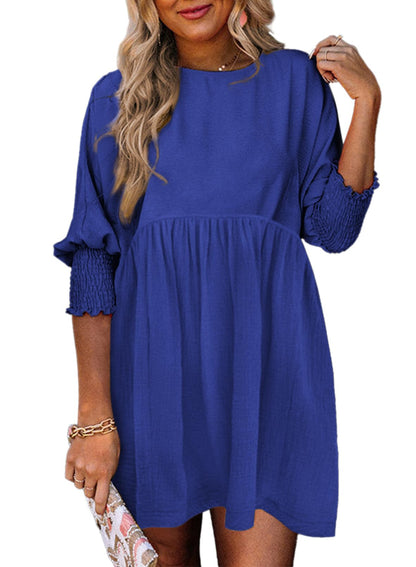 2026 New Women's Casual Short Sleeve Crew Neck Flowy Swing Tunic Dress