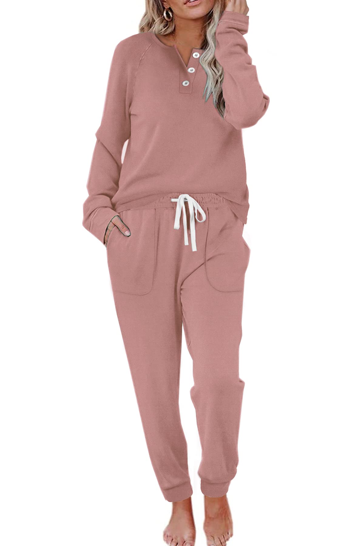 Women's Casual Button Sports Two-Piece Suit with Pockets (Buy 2 Free Shipping)