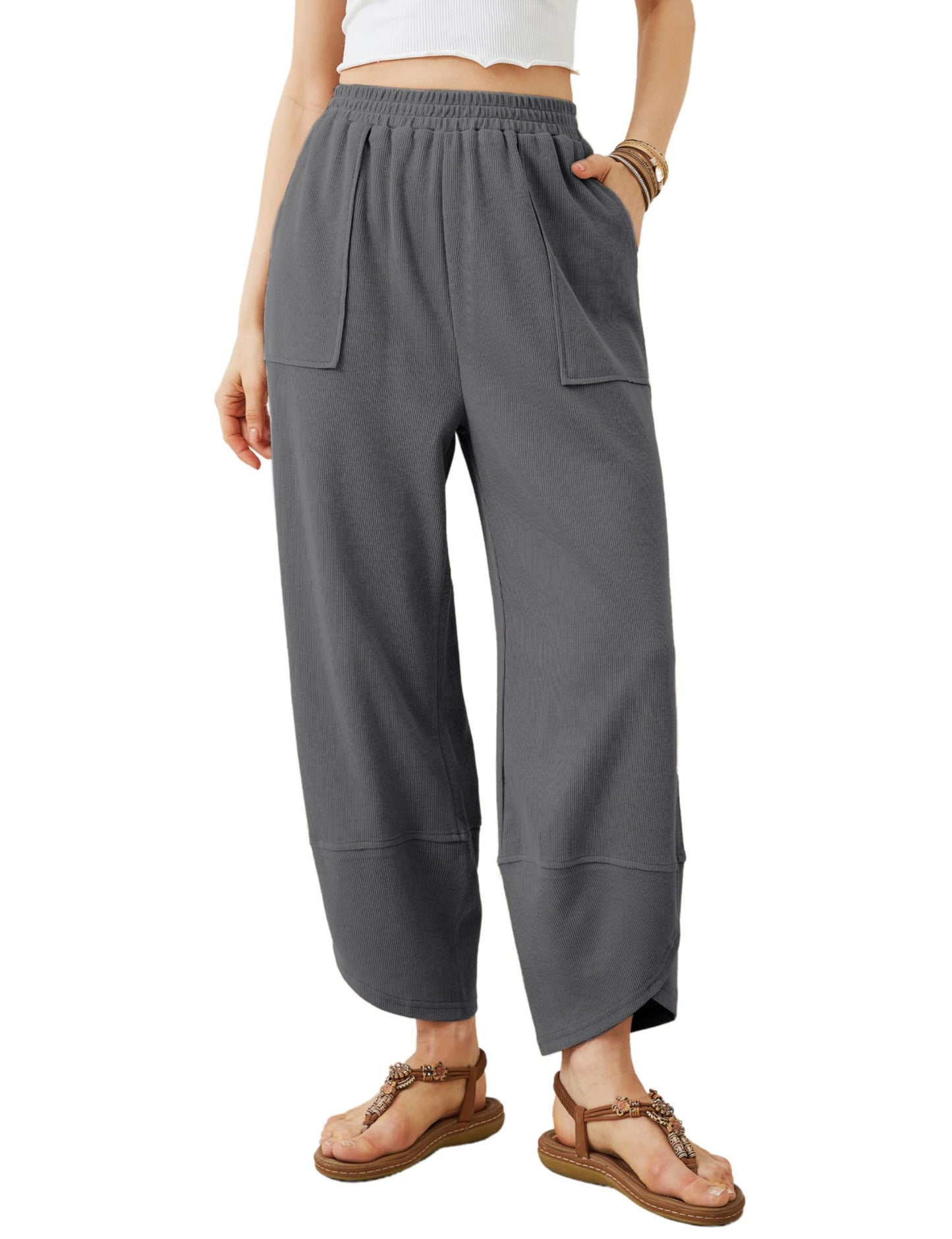 Womens Baggy Wide Leg Pants Casual Elastic Waisted Palazzo Harem Pants with Pockets(BUY 2 FREE SHIPPING)