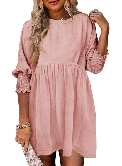 2026 New Women's Casual Short Sleeve Crew Neck Flowy Swing Tunic Dress