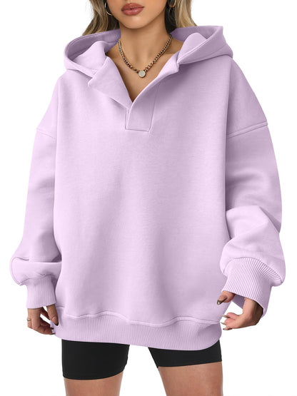 Women's Oversized V-Neck Hooded Pullover (Buy 2 Free Shipping)
