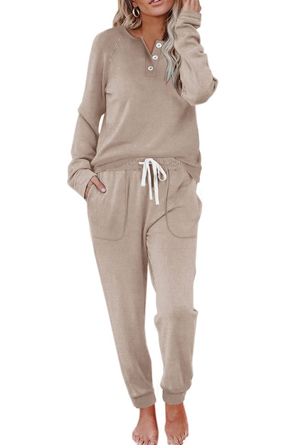 Women's Casual Button Sports Two-Piece Suit with Pockets (Buy 2 Free Shipping)