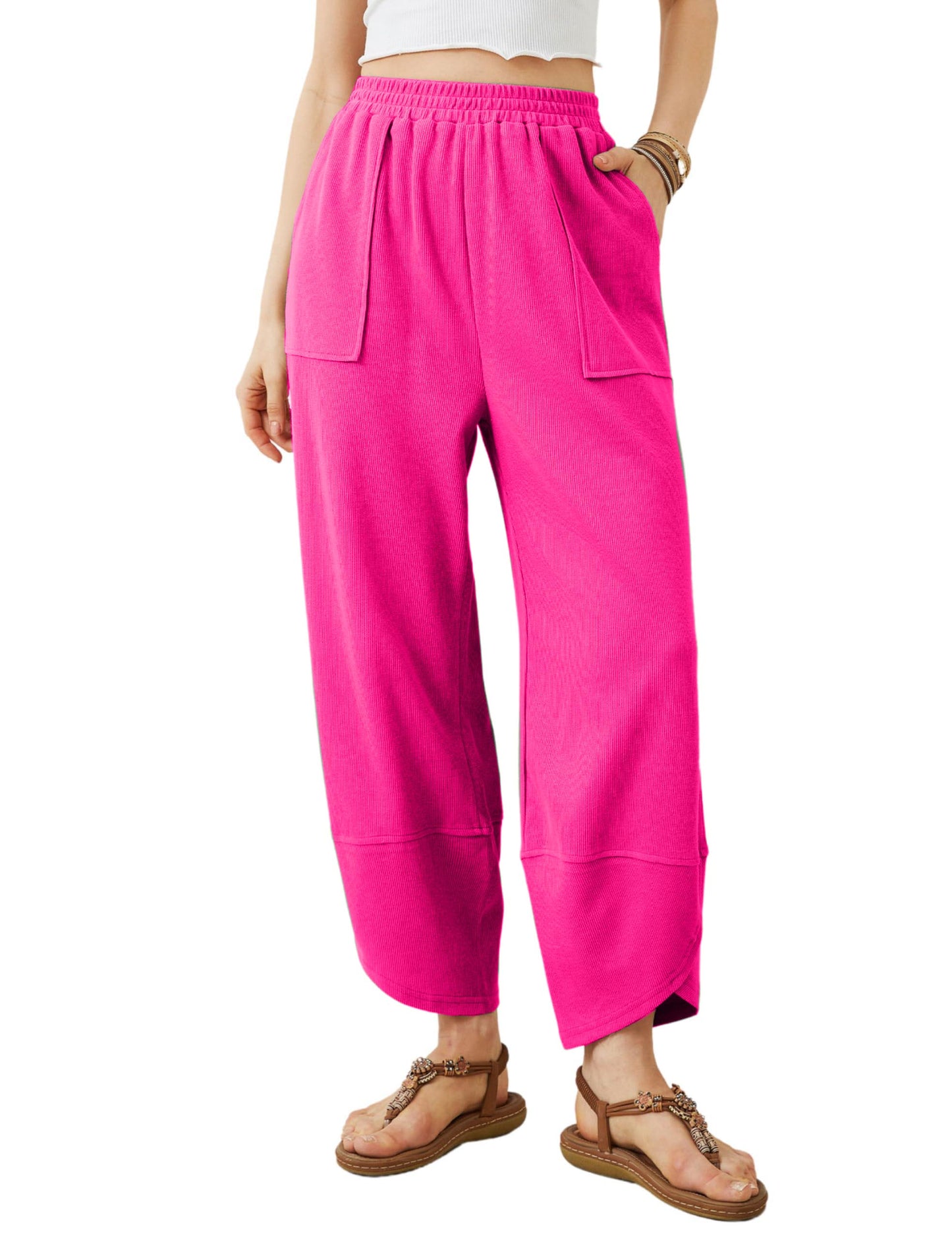 Womens Baggy Wide Leg Pants Casual Elastic Waisted Palazzo Harem Pants with Pockets(BUY 2 FREE SHIPPING)