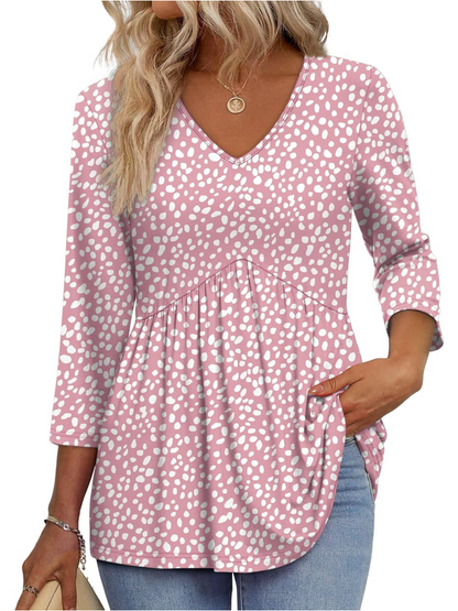 Women's V-Neck 3/4 Sleeve Babydoll Tunic Tops (BUY 2 FREE SHIPPING)