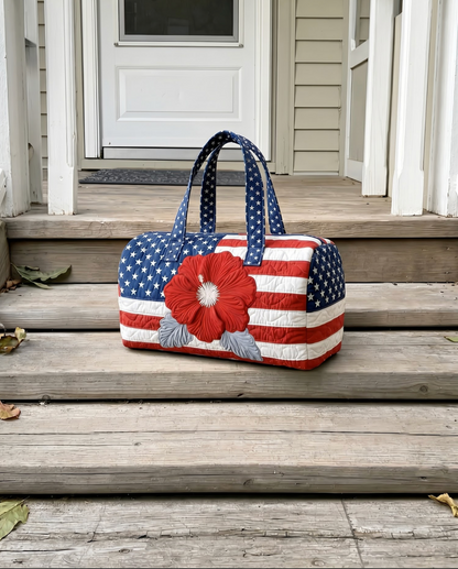 Patriotic American Flag Quilted Weekend Travel Bag