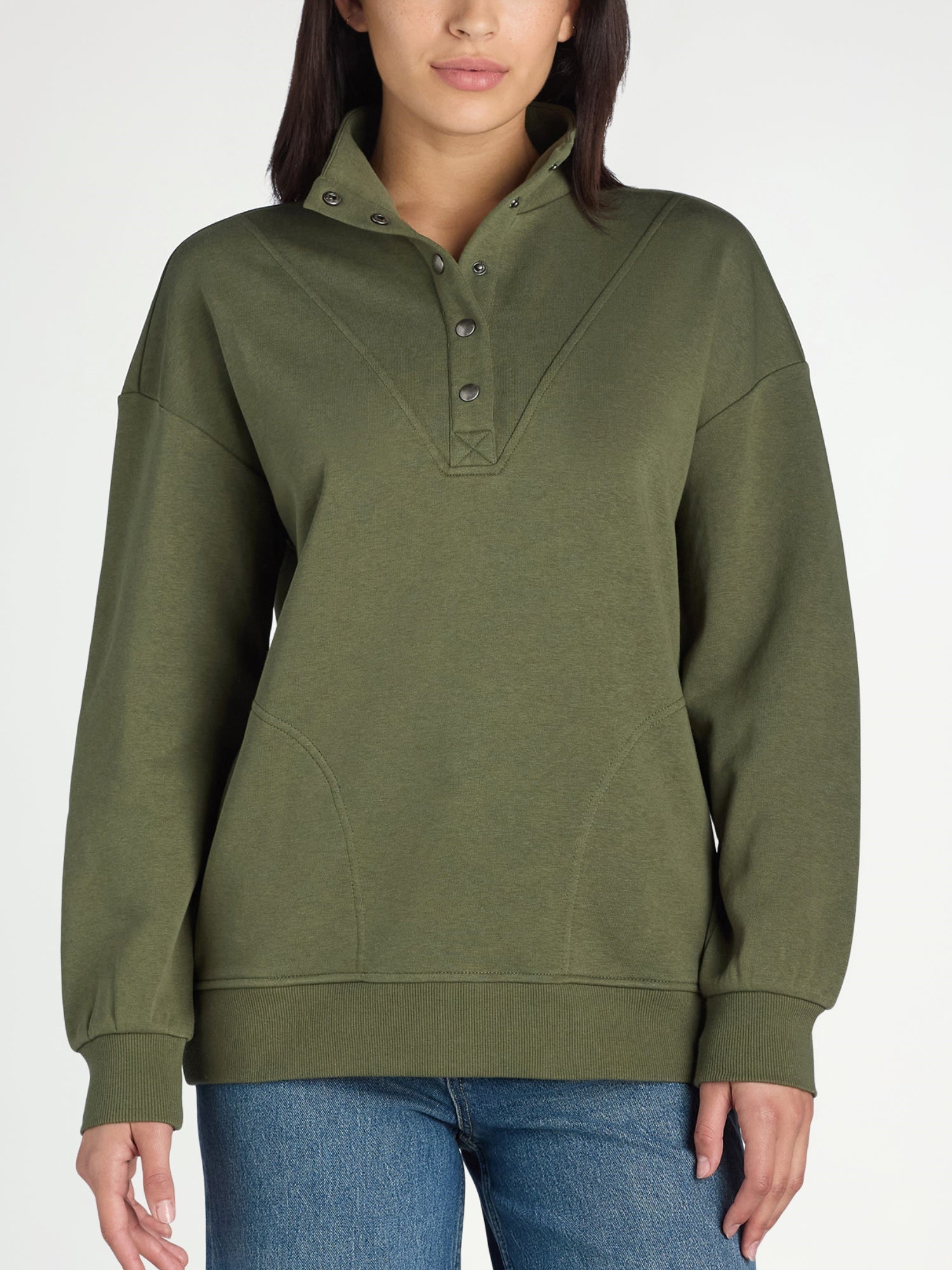 Mock Neck Henley Pullover Sweatshirt (Buy 2 Free Shipping)