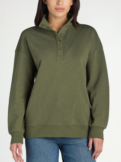 Mock Neck Henley Pullover Sweatshirt (Buy 2 Free Shipping)