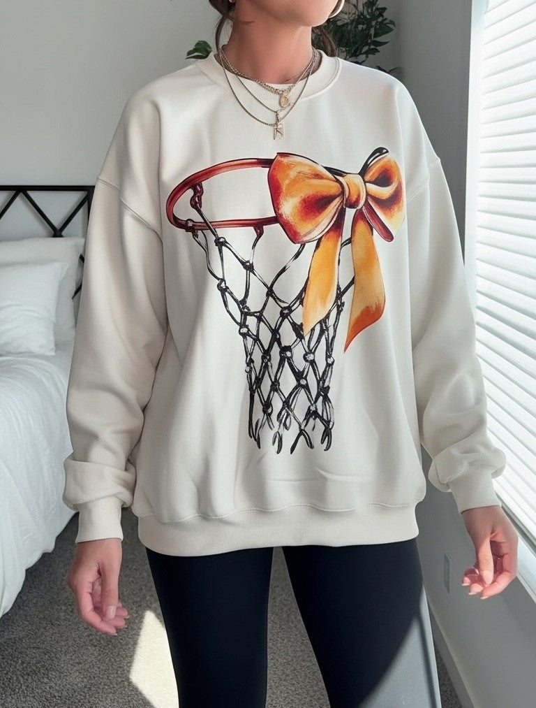 Basketball Hoop Bow Sweatshirt (Buy 2 Free Shipping)