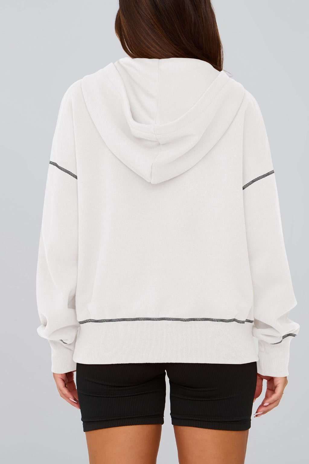 Women's Half Zip Long Sleeve Cropped Hoodie (Buy 2 Free Shipping)