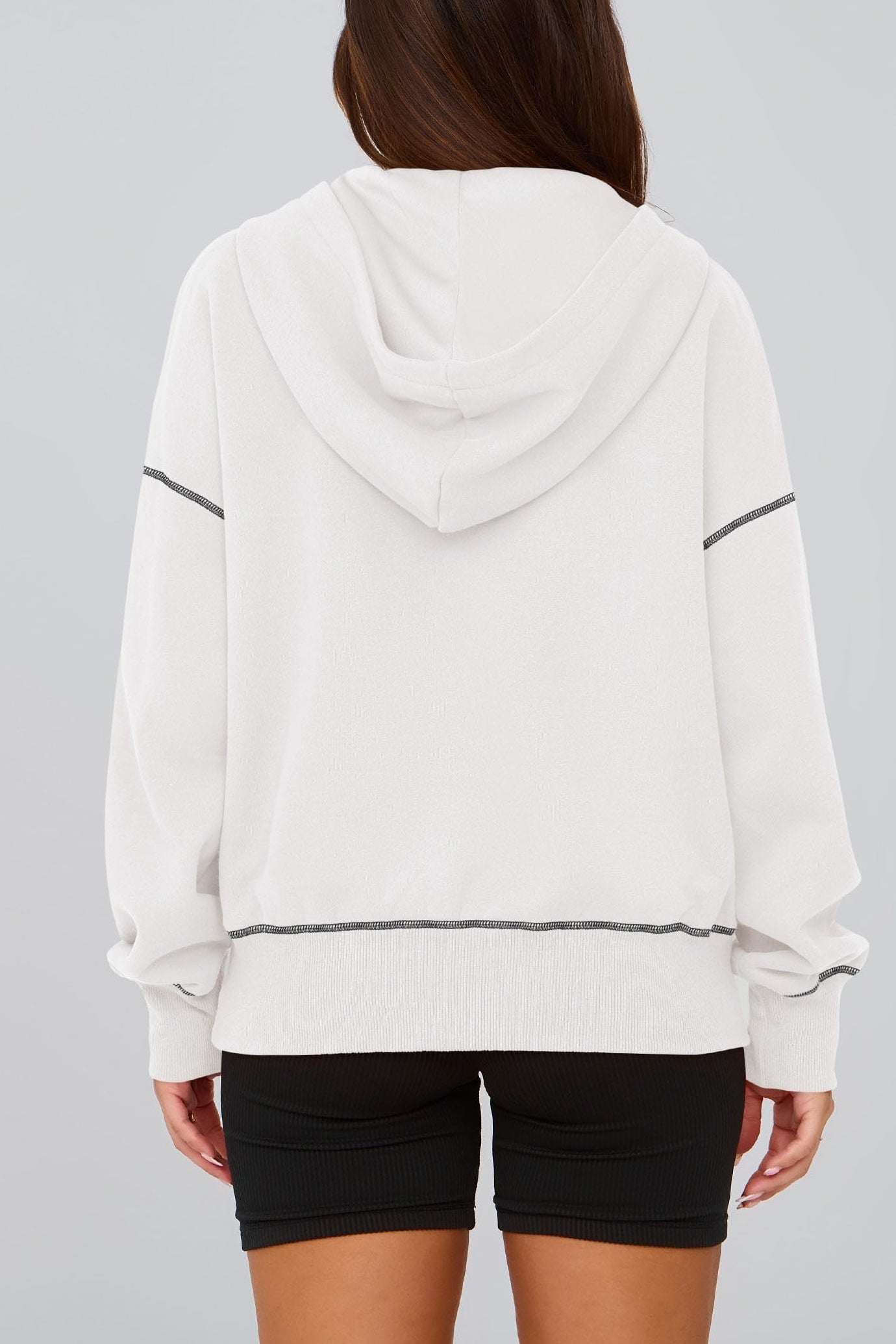 Women's Half Zip Long Sleeve Cropped Hoodie (Buy 2 Free Shipping)