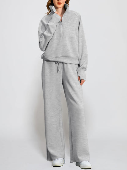 Women's Oversized Half Zip 2 Piece Sweatsuit Set (Buy 2 Free Shipping)