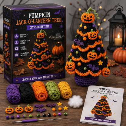 Halloween Tree DIY Crochet Kit | All-In-One Kit for a Layered 7-Inch Spooky Tabletop Decoration 🧶👻✨