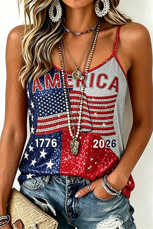 Women's Independence Day Print Sleeveless Camisole Top
