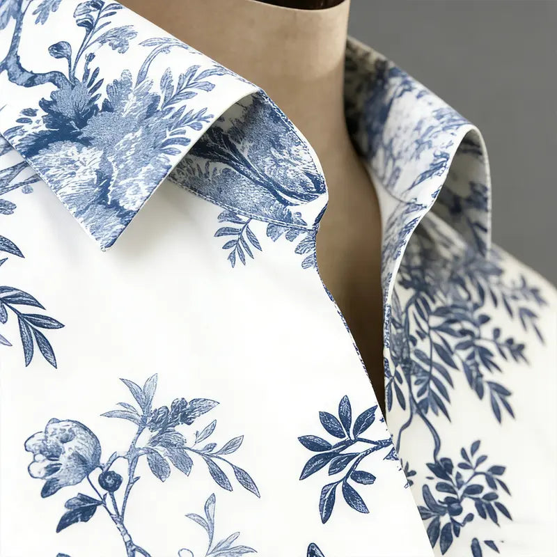 Women's Vintage-Print Flared-Sleeve Shirt