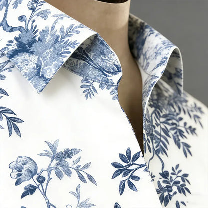 Women's Vintage-Print Flared-Sleeve Shirt