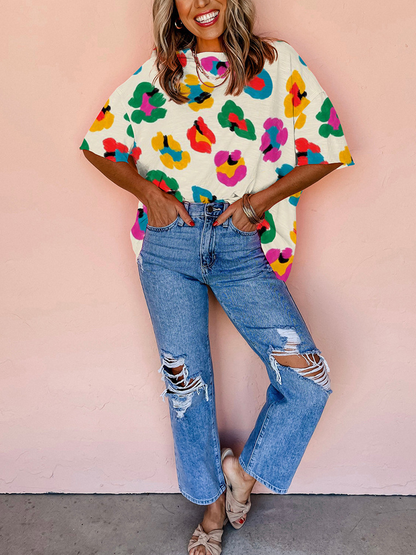 Women's Colorful Leopard Print Oversized T-Shirt